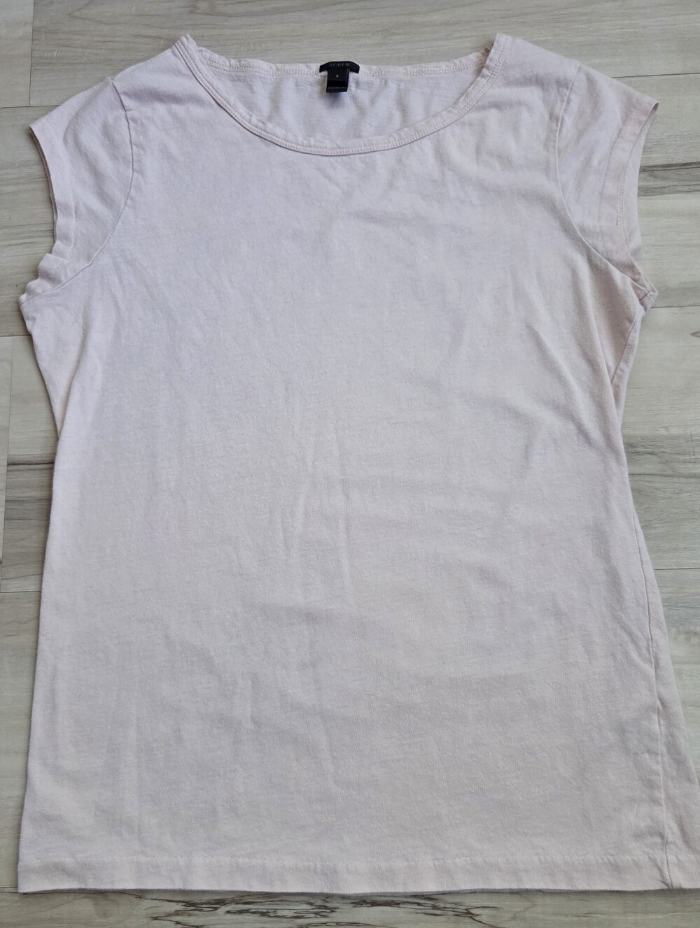 🛍J. Crew Pale Pink Cap-Sleeve Crewneck Tee Size S